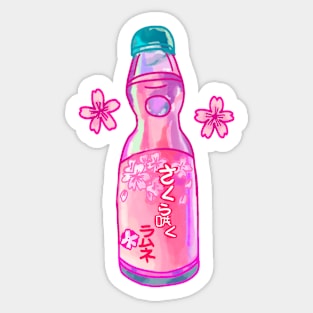 kawaii sakura ramune drink pink japanese cherry blossom aesthetic Sticker